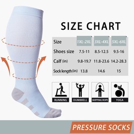 Abodhu Plus Size Compression Socks for Women& Men 15-20mmHg Wide Calf Knee High Socks