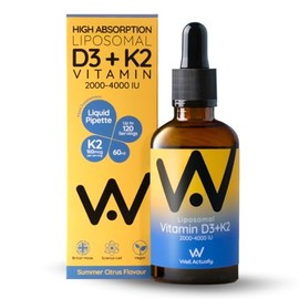 well actually WELL ACTUALLY Liposomal Vitamin D3 + K2 Liquid Pipette - High Absorption Vegan Vitamin D3 4000 IU & Vitamin K2-7 160mcg as Menaquinone-7 MK-7 - Summer Citrus (up to 120 Servings)