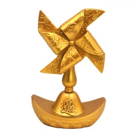 Chiorgone Windmill Feng Shui Decor – Lucky Windmill Gift, Feng Shui Wealth Figurine, Gold Ingot Windmill Decoration for Home & Office, Prosperity Ornament