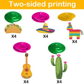 FHzytg 20Pcs Mexican Fiesta Hanging Swirl Decorations, Mexican Fiesta Cinco De Mayo Party Supplies, Taco Twosday Birthday Theme, Taco Party Mexican Fiesta Ceiling Hanging Swirl Decorations Boys Girls Shower