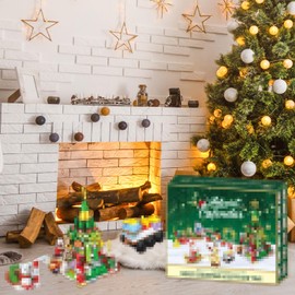 Ajuanbazha Advent Calendar 2024 for Children, Clamping Blocks Christmas Toys, Christmas Toy Mini Cute Bricks, Reindeer House Santa Building Blocks Set for Boys Girls Age 6-12 (ST-18)