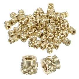 Sourcing Map Knurled Insert Nuts, 100pcs M2 x 3mm L x 3.5mm OD 3D Printing Brass Female Threaded Inserts Heat Set Embedment