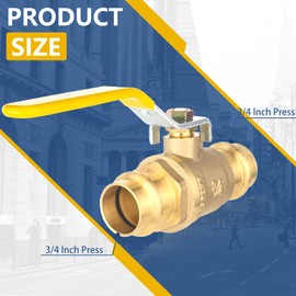 GUOFIS 3/4-Inch Press X Press Ball Valve for Copper Tubing,Brass Full Port Water Stop Shut Off Ball Valve,1/4 Turn with EPDM O-ring(Pack of 2)