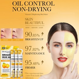 KARLOR Vitamin C Maske Gesicht, 10 Pcs cremig Gesichtsmaske mit Vitamin C Hautfarbe aufhellen Schlamm-Maske Tiefe Reinigungsmaske glättet hydratisiert mit Glow-Effekt Öl Kontrolle für fettig Haut