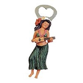 KC Hawaii Hula Girl Bottle Opener – Poly-Resin Hawaiian Bar Decor with Ukulele