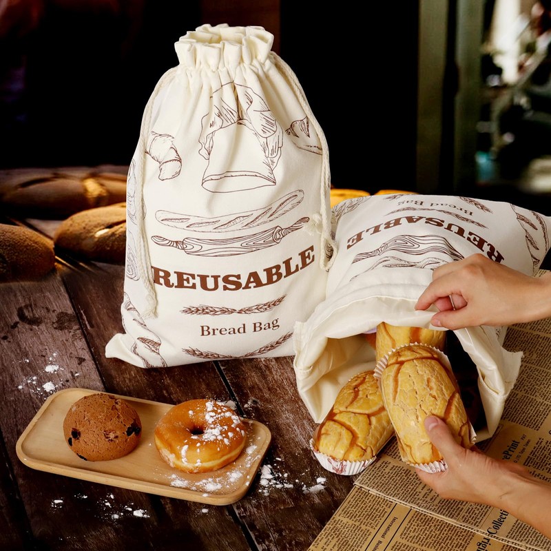 Bread Bags for Homemade Bread, 2 Pack Reusable Bread Bags,