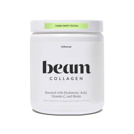 Beam Collagen Powder, Collagen for Women, Collagen with Hyaluronic Acid, Collagen Peptides Type 1 and 3, with Biotin, Grass Fed Bovine, Third-Party Tested, Best for Coffee, Vitamin C, 60 Servings