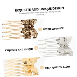 PACKOVE 3Pcs Vintage Butterflies Hair Comb Elegant Headpiece Hair Accessories for Women for Weddings Parties and Special Occasions Gold Silver Antique Gold