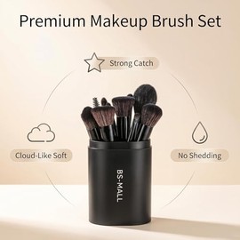 BS-MALL Juego de 18 brochas de maquillaje sintéticas de alta calidad, correctores de polvo, sombras de ojos, brochas de maquillaje con estuche negro (
