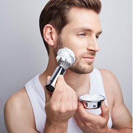 ZWILLING Travel Shaving Brush with Synthetic Hair for Travel, Vegan, Extra Easy Care and Soft Bristles, Silver