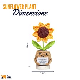 SHOPNROCK Emotional Support Plant - Handcrafted Crochet Plush Sunflower - Cute and Uplifting Decor Gift - Soft Stress Relief Plushie for Adults and Kids - Inspirational Quote Included