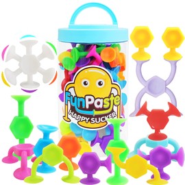 CreateView Suction Cup Bath Toys, 48pcs Travel Family Game for Kids Toddlers 3-8, Preschool Learning Sensory Classroom Toys, Bathtub Window Toy for Autism/ADD/ADHD (Medium-48)