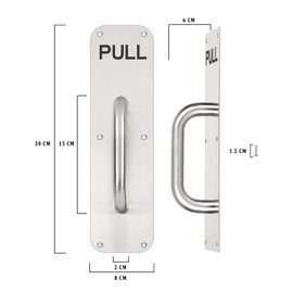 Hulorest Stainless Steel Pull Push Door Handles, Heavy Duty Sliding Door Handles with Back Plate, Gate Handle with Screws, Cabinet Shed Barn Cupboard Toilet Garage Door Handle Hardware