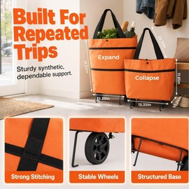 Bolsa de Compras Plegable 2 en 1 con Ruedas, Carrito de Compras Portátil y Versátil,Tela Oxford Resistente al Agua, Bolsa Reutilizable Ideal para El Hogar, Ligero y Portátil，Verde