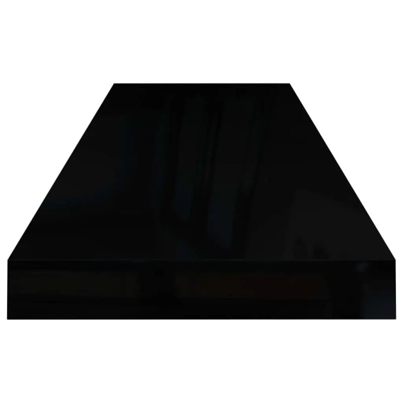 2 PCS High Gloss Black Floating Wall Shelves 31.5x9.3x1.5 Inches