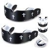 Yaomiao 2 Pcs Cross Mouth Guards Christian Teeth Armor Sport Game Guard with Case Religious Mouth Guards for Baseball Football Lacrosse Basketball Rugby Boxing Taekwondo(Black & Cross,Youth)