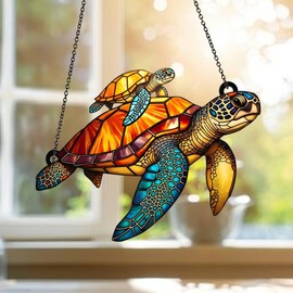 Atrapasoles acrílicos de tortuga, adorno colgante de ventana de tortuga, decoración de pared de tortuga marina, decoración de adorno de tortuga, adorno acrílico perfecto inspirado en la vida marina
