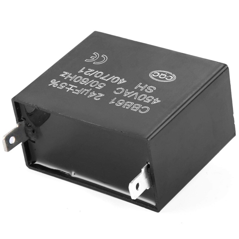 Tyenaza CBB61 Rectangular Black 24uF 450V AC 50/60Hz Starting Capacitor