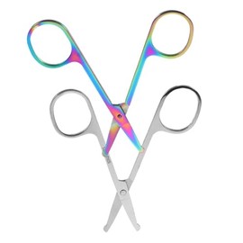 2Pcs Nose Hair Scissors Set Multi-Purpose Eyebrow Trimmer Beard Scissors Rounded Tip for Safe Grooming for Men and Women