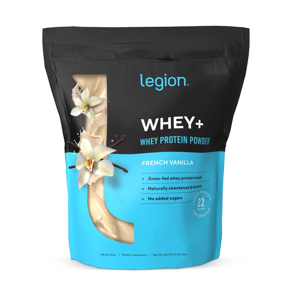 Legion Whey+ Whey Isolate Protein Powder from Grass Fed Cows, 5lbs, Vanilla