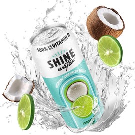 ShineWater Vitamin D Hydration Electrolyte Drink - Flavored water with electrolytes, Sugar-Free, Magnesium, Zinc, Vitamin B12, Folic Acid, Plant-Based, Low Calorie - Coconut Lime Fruit Water 12 Pack