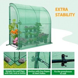 EAGLE PEAK 3 Tier Lean to Portable Greenhouse, Heavy-Duty Indoor & Outdoor Garden with Wire Shelves, 2 Roll-Up Zipper Doors, Easy Assembly, 79"x39"x83" Clear/Green PE Cover