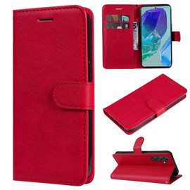 TiHen Compatible for Case Oppo Realme C11, PU Leather Wallet Case Folio Card Holder Magnetic Closure Kickstand Shockproof & 2X Screen Protector-Red