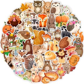 105PCS Woodland Animals Stickers Thanksgiving Stickers Forest Ananias Party Favors Supplies Woodland Baby Shower Decorations Cute Animal Stickers Fox Bear Vinyl Fall Stickers for Water Bottles