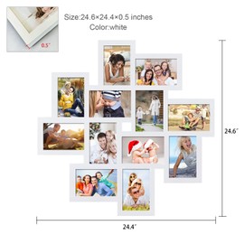 Adeco Decorative Wood Wall Hanging Collage Picture Photo Frame, 12 Openings, 4x6 (White) Halloween Christmas New Year Gift Home Decor