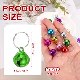 PATIKIL 12 PCS Dog Bell, Mini Cat Bell Small Pet Collar Bells Keychain Cute Bulk Metal Loud Jingle for Dog Collar Charm Pendant Necklace DIY Crafts Christmas Tree Decorations, Green