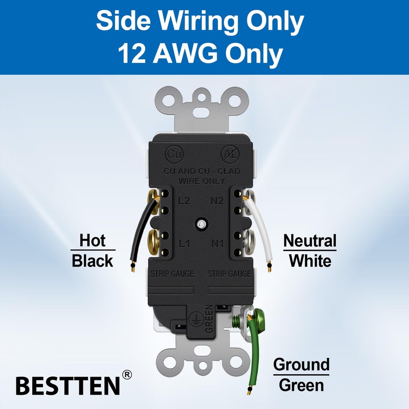BESTTEN 20 Pack 20 Amp Decor Wall Receptacle Outlet, 20A
