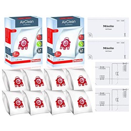 Miele FJM AirClean 3D Efficiency Vacuum Cleaner Bags - Includes 8 Genuine Air clean 2 Genuine Super Air Clean Filter + 2 Genuine Pre-Motor Protection Filters