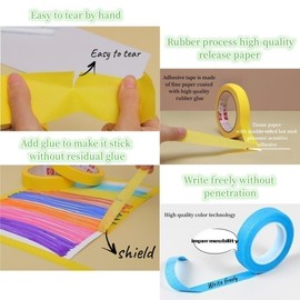 6 Rolls Rainbow Colors Painting Tape, DIY Craft,Party Decorations, Painters Tape, Craft Tape, Labeling Tape