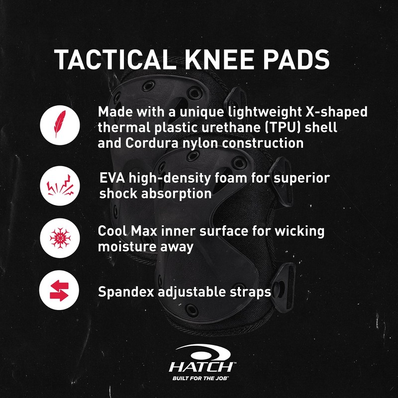 HATCH XTAK Tactical Military Knee Pads, Black, One Size Fits