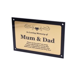 OriginDesigned Beautifully Engraved Mum & Dad Memorial Plaque - Indoor and Outdoor Use (Gold)