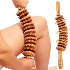 ONUEMP Cellulite Remover for Legs, Wooden Muscle Roller Stick Wood Therapy Massage Tools, Maderoterapia Colombiana Fascia Massager for Lymphatic Drainage, Body Contouring, Deep Tissue (Curved)