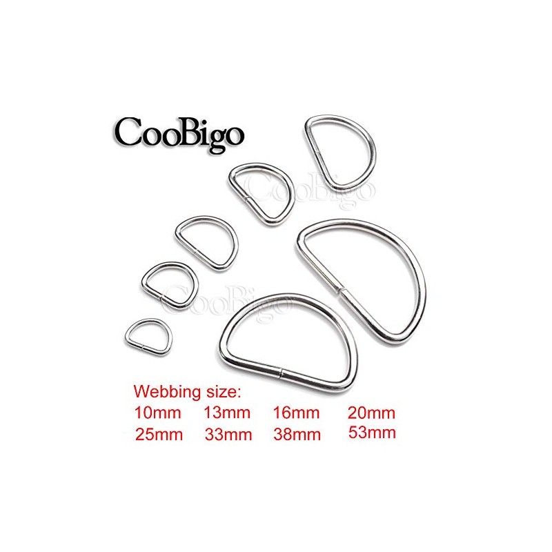 CooBigo 100 Pack 5/8" Dee Rings D-Ring Metal Buckle Strap
