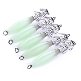 FOLANDO 5pcs Luminous Saltwater Fishing Lures, Squid Octopus Fishing Squid Jig Lures Octopus Squid Bait Artificial Spinner Lures Kit 10cm