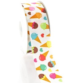1.5" Sprinkle Ice Cream Cone Grosgrain Ribbon 5 Yards