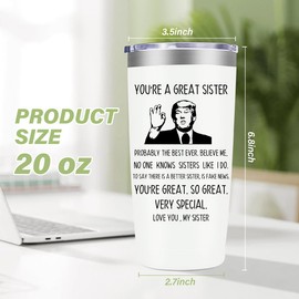 MFGNEH Sisters Gifts from Sister,Sister Birthday Gifts from Sister,Unique Gifts for Sister,Best Sister Gift Ideas,Sister Christmas Gifts,Big Sister Gifts,Sister Gifts for Women,20 oz White Tumbler Mug