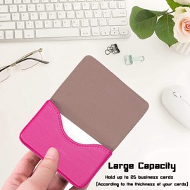Waylipun Business Card Holder, PU Leather Business Card Case, Business Card Holder for Purse, Business Name Card Case for Men & Women, Magnetic Shut (Rose Red)