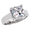 Sterling Silver CZ 8mm Princess Cut Solitaire Engagement Ring for