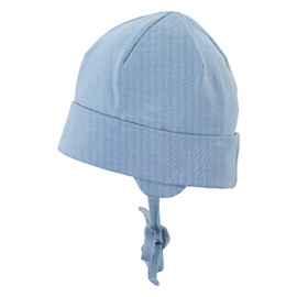 Sterntaler Baby Boys Beanie Baby Organic Cotton Beanie - Beanie Baby, Children's Beanie, Baby Hat - Made of Cotton with Tie - Blue, lightblue