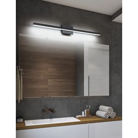 Joossnwell LED Vanity Light Black 47.2inch Modern Bathroom Lighting Fixtures Over Mirror Aluminum Wall Lights 30W 6000K