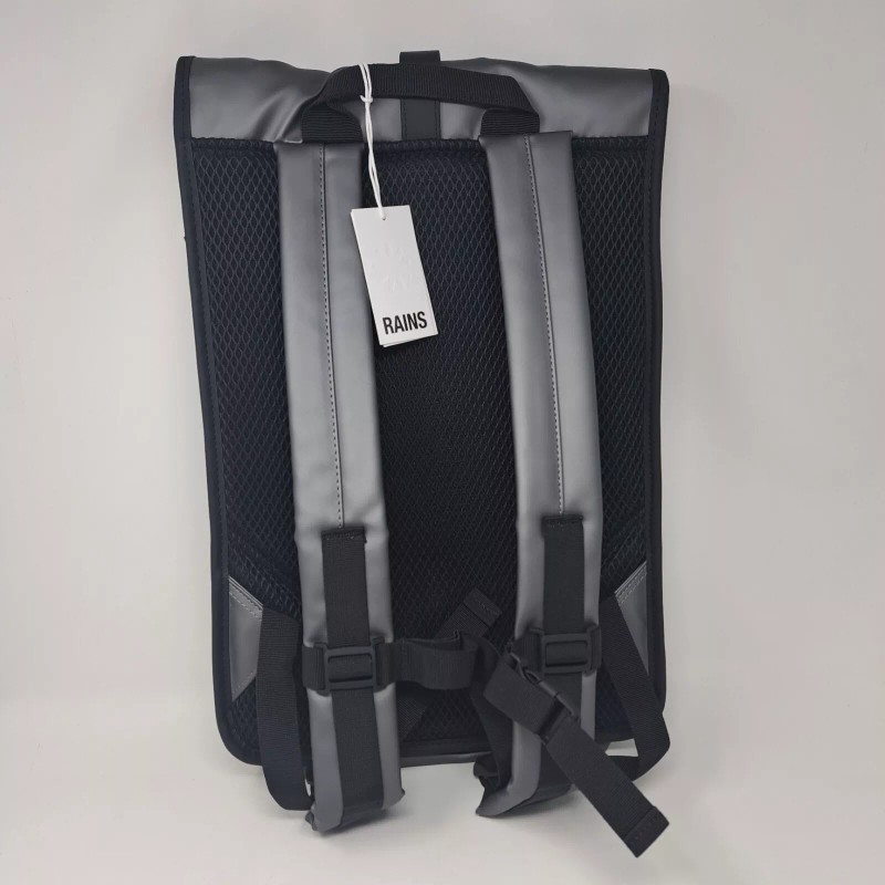 RAINS Rolltop Rucksack RFID Backpack. Waterproof. Black. Travel. MSRP $140