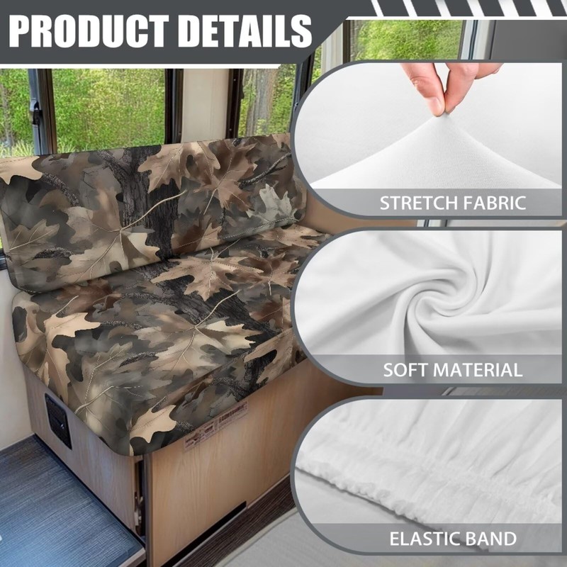 SUITOSELFY Forest Camo RV Seat Covers Dinette Booth Cushions Stretch