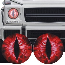 2pcs Beast Eyes Headlight Stickers, 7.87in Beast Eyes Headlight 3D Stereo Beast Eyes Round Headlight Decals Beast Eyes for Car Eye Headlight Decor for Car Decoration(Red)
