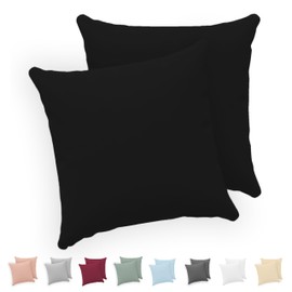 Twinzen® Cushion Covers, 100% Jersey Cotton, 150 GSM, Cushion Cover with Zip, OEKO-TEX Certified, 40 x 40 cm, Set of 2, Black
