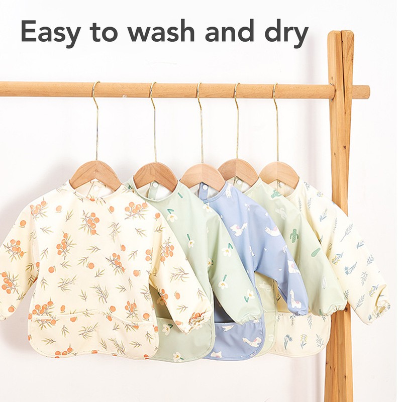 Infant Long Sleeve Bib Waterproof Cute Toddler Soft Sleeved Bib