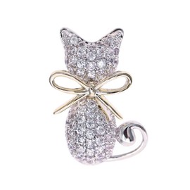 Rhinestone Cat Brooch Pin for Women Girls Fashion Crystal Animal Brooches Lapel Pins Dainty Small Cute Dress Accessories Jewelry Boutonniere Corsage for Hat Bag Suit Tie Birthday Christmas Holiday